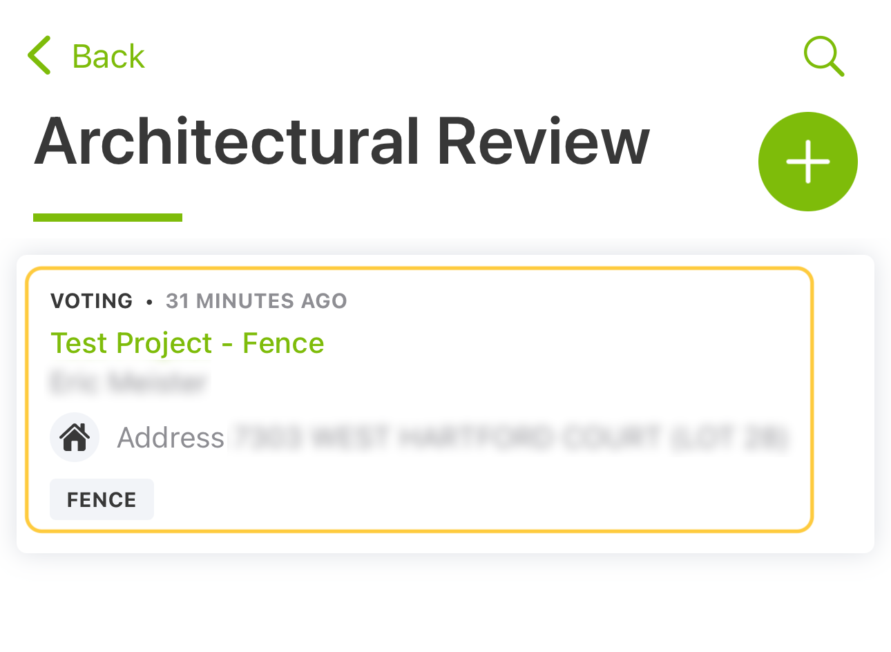 ARC project list in TownSq app