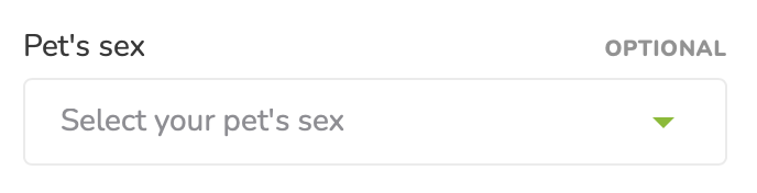 Select your pet's sex