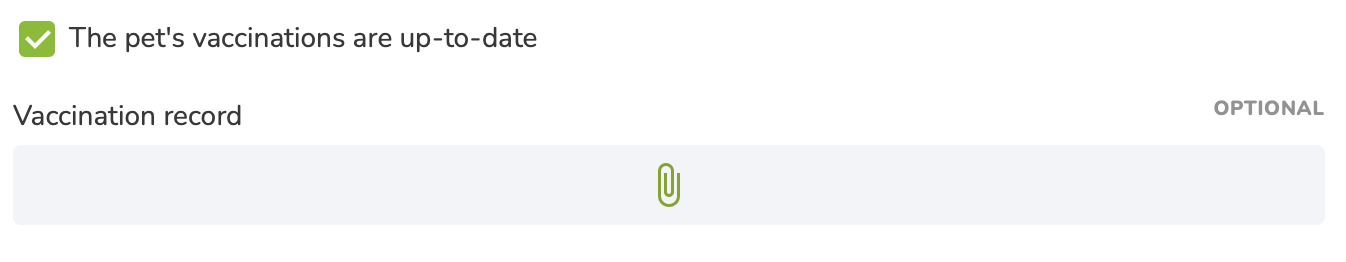 check the box to share your pet's vaccination status & upload vaccination records