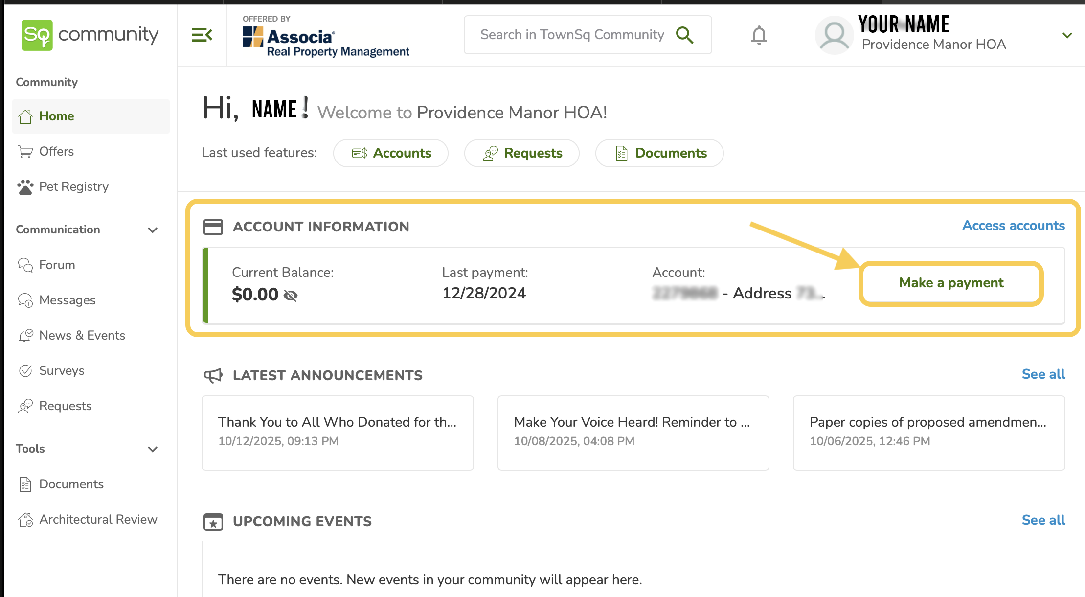 Select Accounts from Home Page