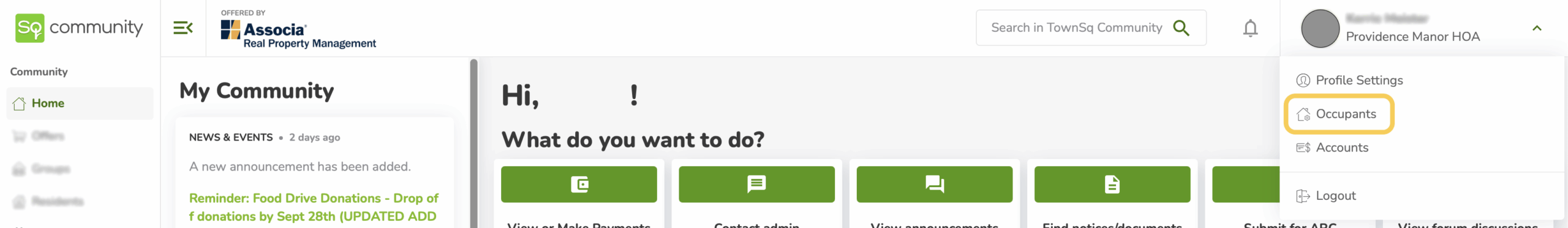 Select Occupants from Dropdown Menu