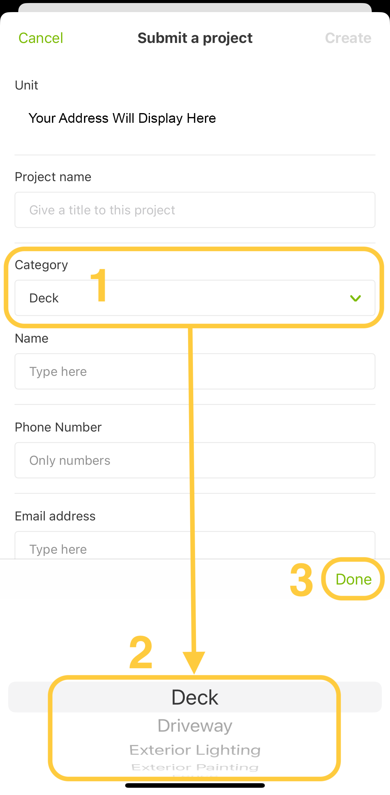 TownSq App Category selection